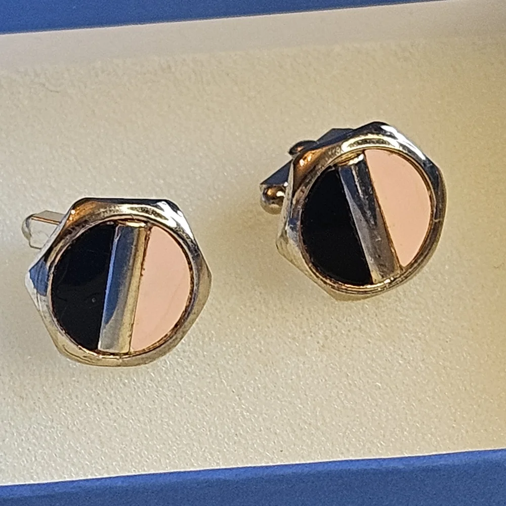 Hexagonal Pink and Black Cuff Links